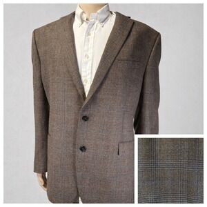 Ralph Lauren Brown Glen Plaid Wool Blend Sport Coat Natural Stretch Men's 48L